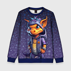Свитшот детский Дракончик и снежинки, цвет: 3D-синий