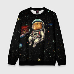 Свитшот детский Капибара бравый космонавт - фантазия, цвет: 3D-черный