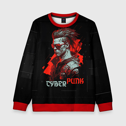 Детский свитшот Cyberpunk man / 3D-Красный – фото 1