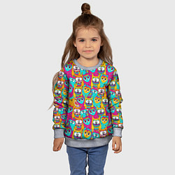 Свитшот детский Разноцветные совы, цвет: 3D-меланж — фото 2