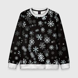 Детский свитшот Снежинки белые на черном