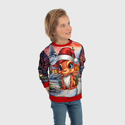 Свитшот детский Символ нового 2024 года маленький дракон, цвет: 3D-красный — фото 2