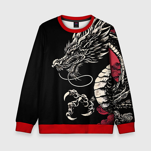 Детский свитшот Japanese dragon - irezumi - art / 3D-Красный – фото 1