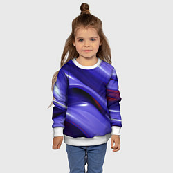 Свитшот детский Фиолетовые абстрактные волны, цвет: 3D-белый — фото 2