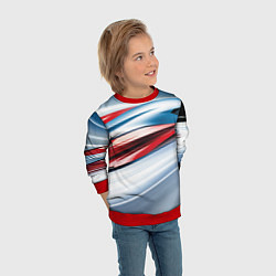 Свитшот детский Белая синяя красная абстракция, цвет: 3D-красный — фото 2