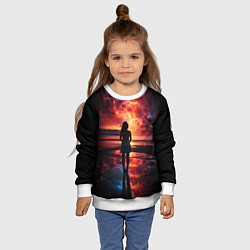 Свитшот детский Девушка на закате - космос, цвет: 3D-белый — фото 2