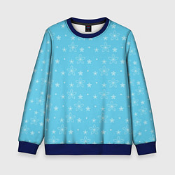 Свитшот детский Паттерн голубой маленькие стилизованные цветы, цвет: 3D-синий