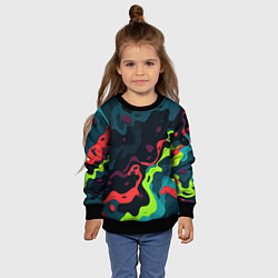 Свитшот детский Яркий кислотный абстрактный камуфляж, цвет: 3D-черный — фото 2