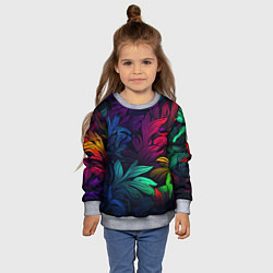 Свитшот детский Яркие абстрактные листья, цвет: 3D-меланж — фото 2