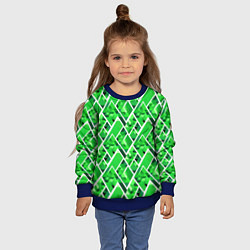 Свитшот детский Зелёные треугольники и белые полосы, цвет: 3D-синий — фото 2