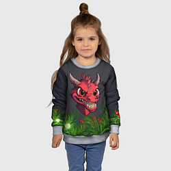 Свитшот детский Голова злого дракона 2024, цвет: 3D-меланж — фото 2