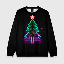 Свитшот детский Неоновая ёлка, цвет: 3D-черный