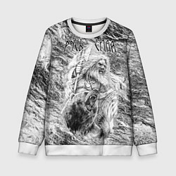 Свитшот детский Воин с топором и медведь, цвет: 3D-белый