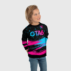 Свитшот детский GTA6 - neon gradient посередине, цвет: 3D-черный — фото 2