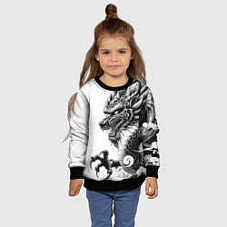 Свитшот детский Морда дракона - ирезуми, цвет: 3D-черный — фото 2