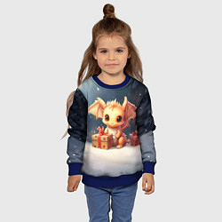 Свитшот детский Дракон тайный повелитель елок, цвет: 3D-синий — фото 2