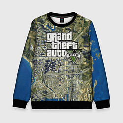 Свитшот детский GTA 5 карта, цвет: 3D-черный