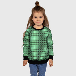Свитшот детский Чёрные узоры на зелёном, цвет: 3D-черный — фото 2