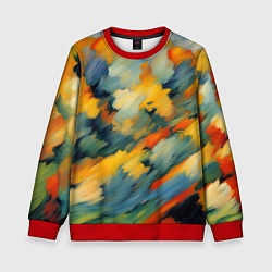 Свитшот детский Жёлтые и синие мазки, цвет: 3D-красный