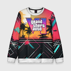 Свитшот детский GTA 6 night logo, цвет: 3D-белый