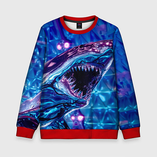 Детский свитшот Фиолетовая акула / 3D-Красный – фото 1