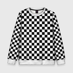 Свитшот детский Шахматное поле чёрно-белый, цвет: 3D-белый