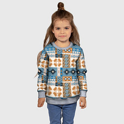 Свитшот детский Этнический мозаичный геометрический паттерн, цвет: 3D-меланж — фото 2