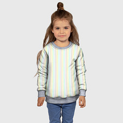 Свитшот детский Тонкие цветные полосы на белом, цвет: 3D-меланж — фото 2