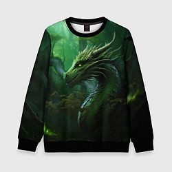 Свитшот детский Зеленый лесной дракон 2024, цвет: 3D-черный