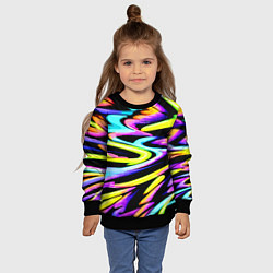 Свитшот детский Экспрессивная неоновая абстракция, цвет: 3D-черный — фото 2
