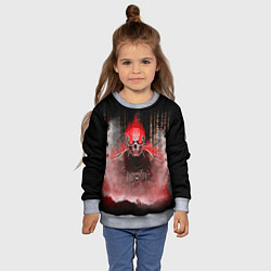 Свитшот детский Красный скелет в дыму, цвет: 3D-меланж — фото 2