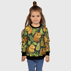 Свитшот детский Капибары - лесной маскировочный камуфляж, цвет: 3D-черный — фото 2