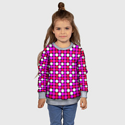 Свитшот детский Розовые и белые квадраты, цвет: 3D-меланж — фото 2
