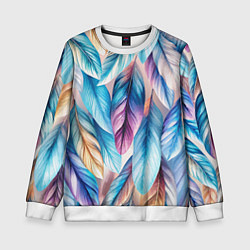 Детский свитшот Акварельные перья птиц