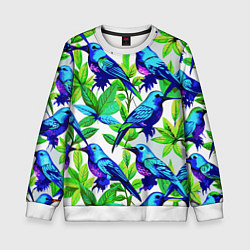 Детский свитшот Паттерн маленькое синее колибри