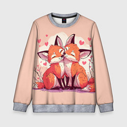 Свитшот детский Влюбленные рыжие лисички, цвет: 3D-меланж