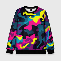 Детский свитшот Кислотная яркая абстракция в камуфляжном стиле
