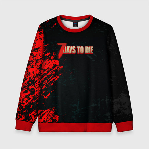 Детский свитшот 7 Days to Die краски текстура / 3D-Красный – фото 1