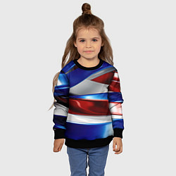 Свитшот детский Изогнутая белая синяя красная абстракция, цвет: 3D-черный — фото 2
