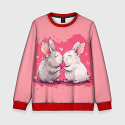 Свитшот детский Милые влюбленные кролики, цвет: 3D-красный