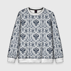 Свитшот детский Греб России паттерн, цвет: 3D-белый