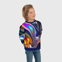 Свитшот детский Жидкая голографическая бензиновая абстракция, цвет: 3D-синий — фото 2