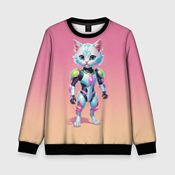 Свитшот детский Funny kitten - cyberpunk, цвет: 3D-черный