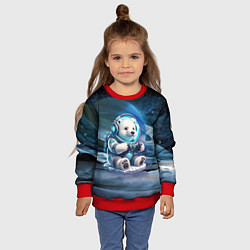 Свитшот детский Белый медвежонок кибер геймер, цвет: 3D-красный — фото 2