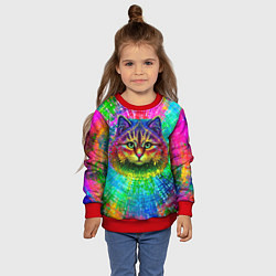 Свитшот детский Цветной кот, цвет: 3D-красный — фото 2