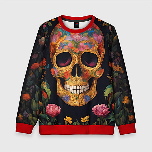 Детский свитшот Bright colors and skull / 3D-Красный – фото 1