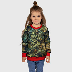 Свитшот детский Реалистичный камуфляж из листьев, цвет: 3D-красный — фото 2
