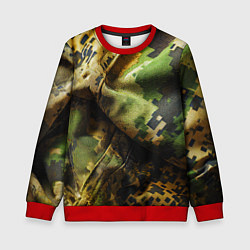 Свитшот детский Реалистичный камуфляж на ткани, цвет: 3D-красный
