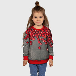 Свитшот детский Гранат зёрна граната на сером, цвет: 3D-красный — фото 2
