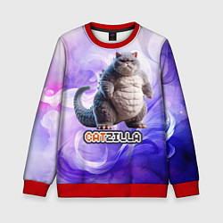 Свитшот детский Толстый котзилла, цвет: 3D-красный